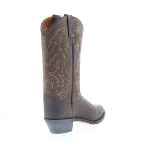 Jama Old West OW2051L Womens Brown Leather Slip On Cowboy Western Boots