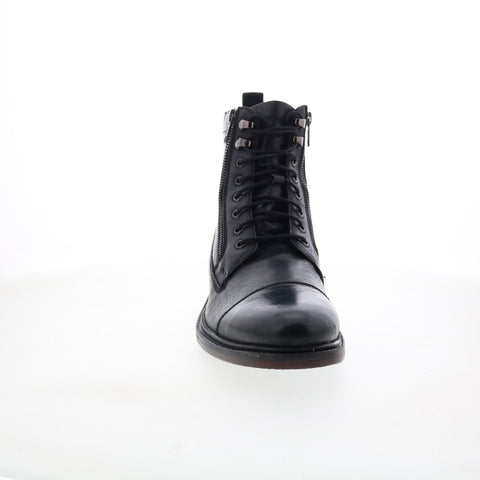 Steve Madden P-Gabe Mens Black Leather Lace Up Casual Dress Boots