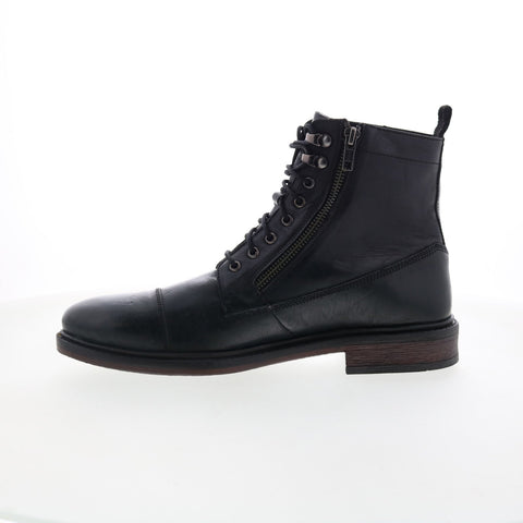 Steve Madden P-Gabe Mens Black Leather Lace Up Casual Dress Boots