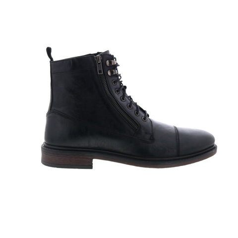 Steve Madden P-Gabe Mens Black Leather Lace Up Casual Dress Boots