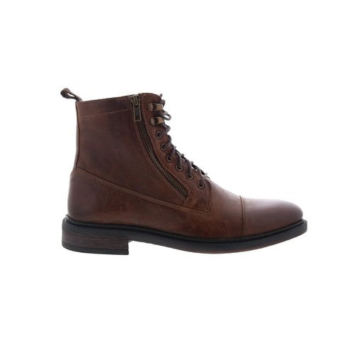 Steve Madden P-Gabe Mens Brown Leather Lace Up Casual Dress Boots