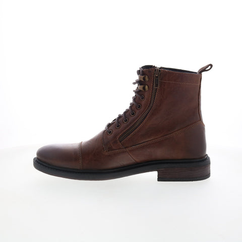Steve Madden P-Gabe Mens Brown Leather Lace Up Casual Dress Boots