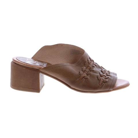 Miz Mooz Briar P13005 Womens Brown Leather Slip On Block Heels Shoes