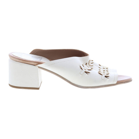 Miz Mooz Briar P13005 Womens White Leather Slip On Block Heels Shoes