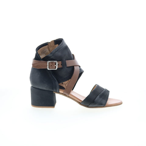 Miz Mooz Brandy P13006-102-0002 Womens Black Leather Heeled Sandals Shoes