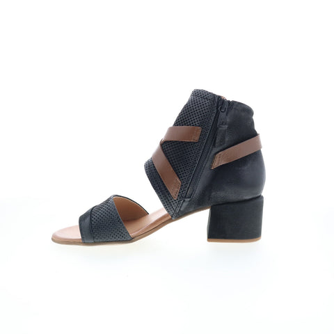 Miz Mooz Brandy P13006-102-0002 Womens Black Leather Heeled Sandals Shoes