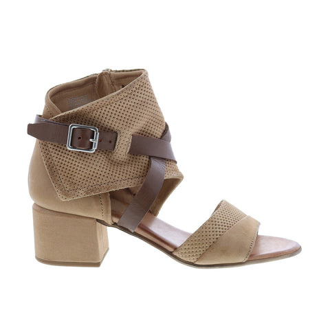 Miz Mooz Bradley P13006 Womens Brown Leather Hook & Loop Strap Heels Shoes