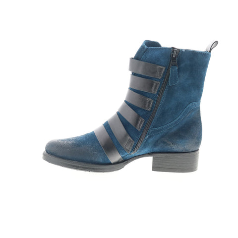 Miz Mooz Nancie P20240-101-0001 Womens Blue Suede Ankle & Booties Boots