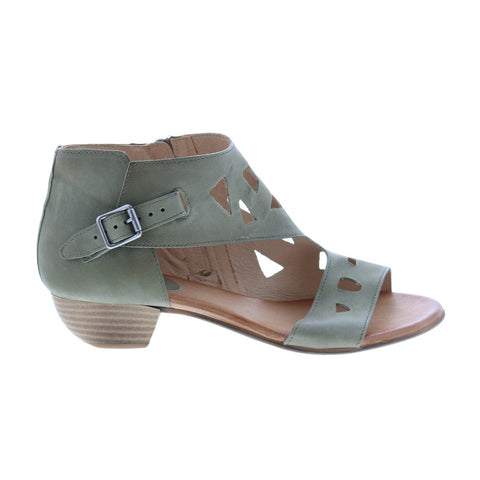 Miz Mooz Current Womens Green Leather Heeled Sandals Shoes