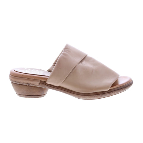 Miz Mooz Callan P63004 Womens Brown Leather Slip On Heeled Sandals Shoes