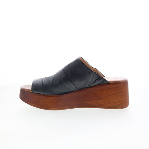 Miz Mooz Ginna P65003-101-6002 Womens Black Leather Slides Sandals Shoes