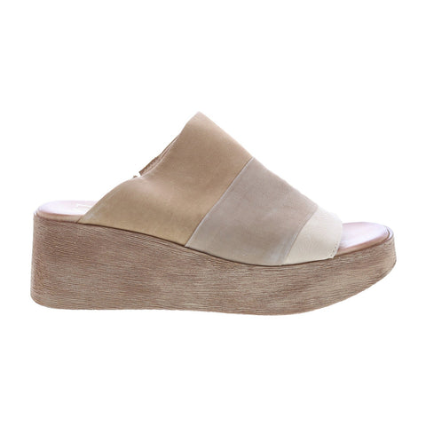 Miz Mooz Gianna P65003 Womens Brown Leather Slip On Wedges Sandals Shoes