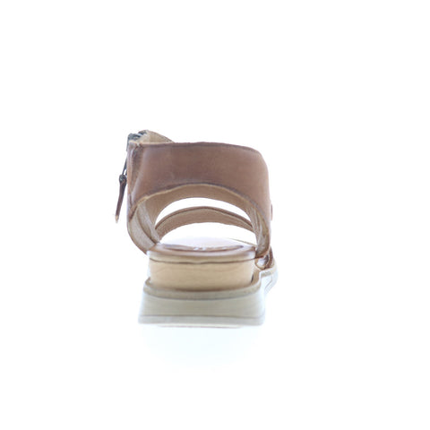 Miz Mooz Cece Womens Brown Leather Zipper Wedges Sandals Shoes