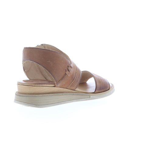 Miz Mooz Cece Womens Brown Leather Zipper Wedges Sandals Shoes