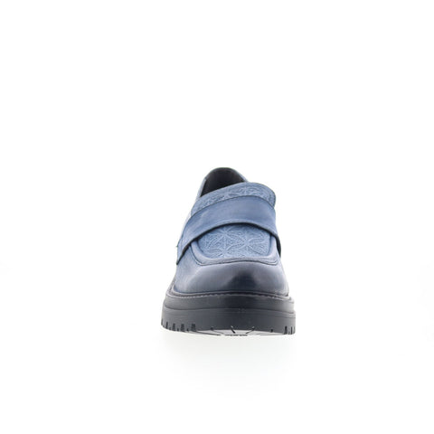 Miz Mooz Daria P82113-101-6455 Womens Blue Leather Loafer Flats Shoes