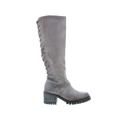 Miz Mooz Mayer P91307-101-6945 Womens Gray Suede Zipper Knee High Boots