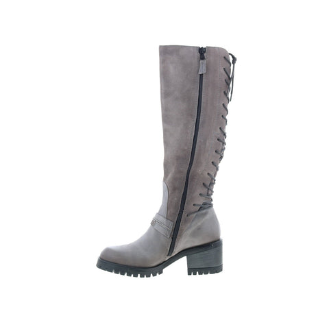 Miz Mooz Mayer P91307-101-6945 Womens Gray Suede Zipper Knee High Boots