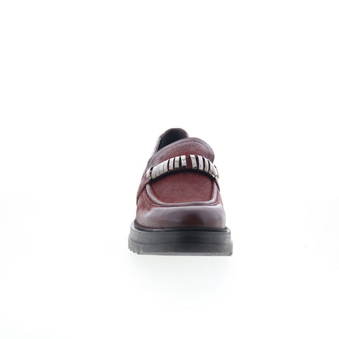 Miz Mooz Fergus P94106-101-6345 Womens Burgundy Leather Loafer Flats Shoes