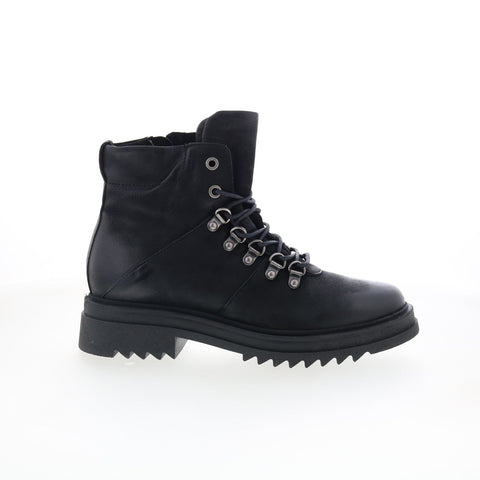 Miz Mooz Freddie P94201-101-6002 Womens Black Leather Zipper Motorcycle Boots