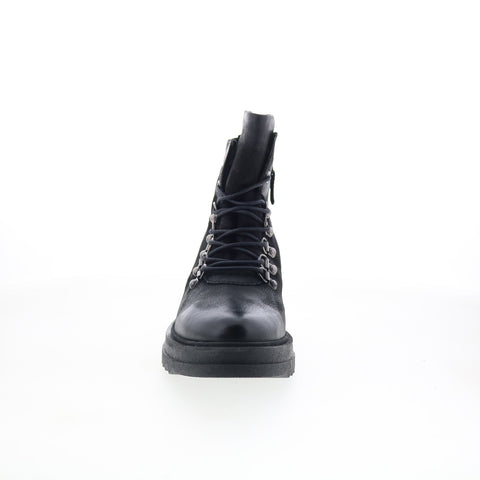 Miz Mooz Freddie P94201-101-6002 Womens Black Leather Zipper Motorcycle Boots
