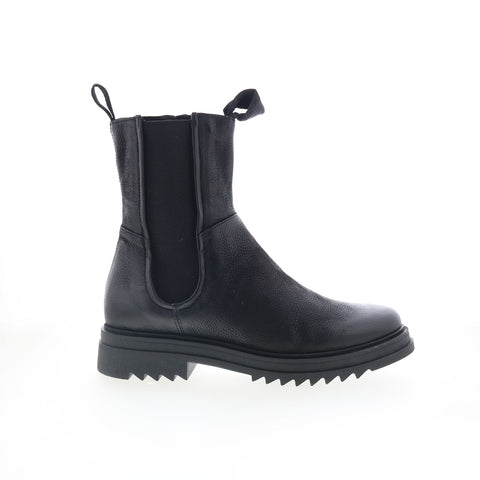 Miz Mooz Fennel P94204-101-6002 Womens Black Leather Zipper Chelsea Boots