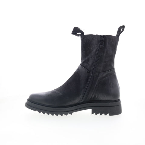 Miz Mooz Fennel P94204-101-6002 Womens Black Leather Zipper Chelsea Boots