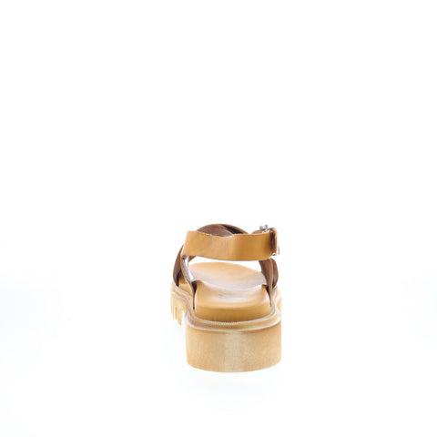 Miz Mooz Pacific 21405 Womens Brown Leather Platform Sandals Shoes
