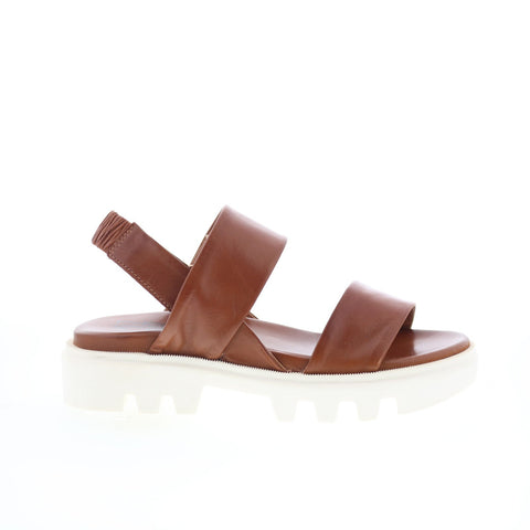 Miz Mooz Paislee Womens Brown Leather Slip On Strap Sandals Shoes