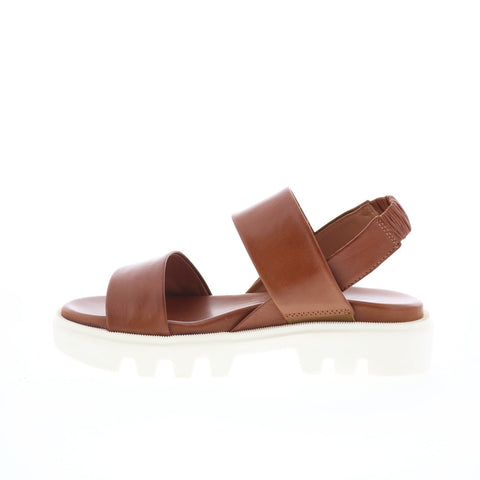 Miz Mooz Paislee Womens Brown Leather Slip On Strap Sandals Shoes