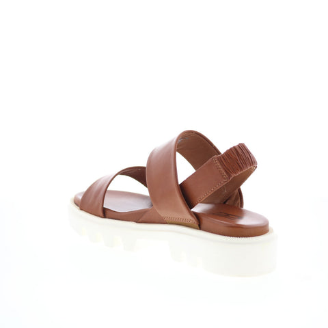 Miz Mooz Paislee Womens Brown Leather Slip On Strap Sandals Shoes