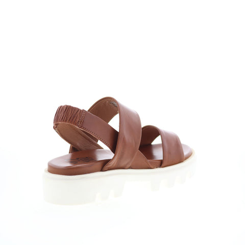 Miz Mooz Paislee Womens Brown Leather Slip On Strap Sandals Shoes