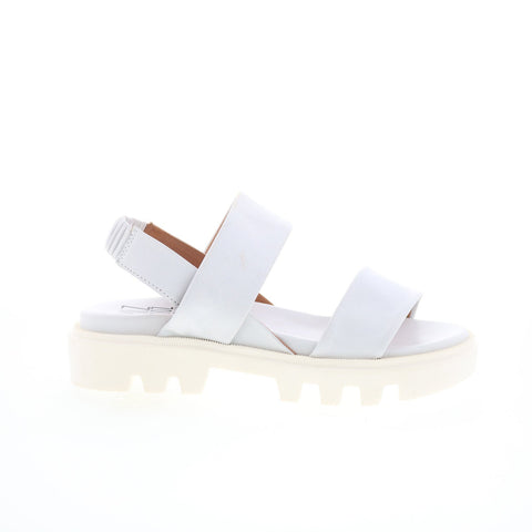 Miz Mooz Paislee Womens White Leather Slip On Strap Sandals Shoes