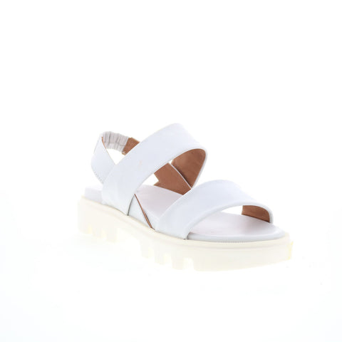 Miz Mooz Paislee Womens White Leather Slip On Strap Sandals Shoes