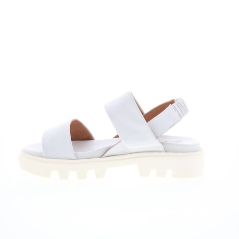 Miz Mooz Paislee Womens White Leather Slip On Strap Sandals Shoes