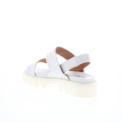 Miz Mooz Paislee Womens White Leather Slip On Strap Sandals Shoes
