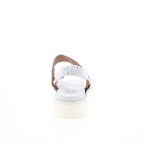 Miz Mooz Paislee Womens White Leather Slip On Strap Sandals Shoes