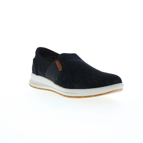 Revere Panama Womens Black Leather Slip On Lifestyle Sneakers Shoes