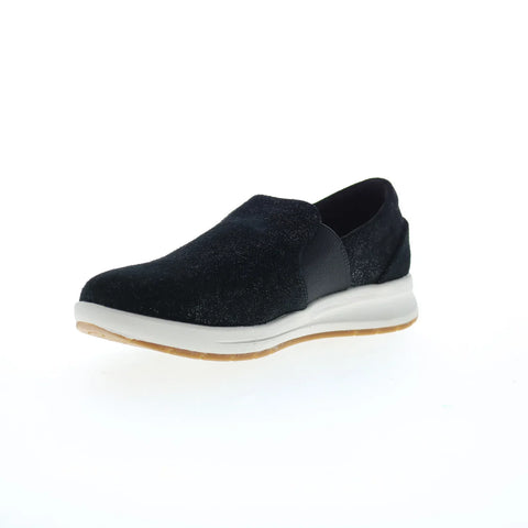 Revere Panama Womens Black Leather Slip On Lifestyle Sneakers Shoes