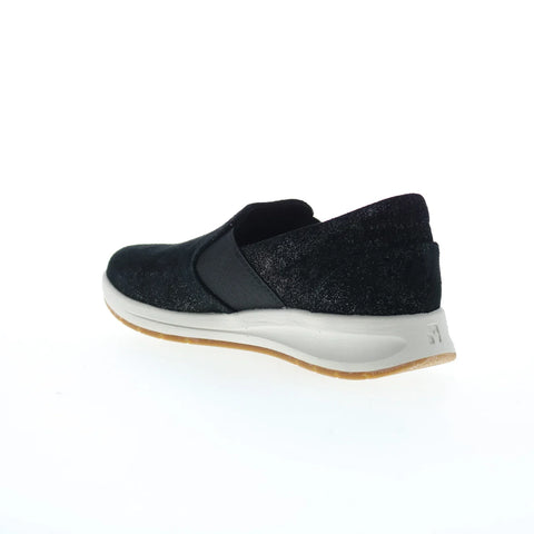 Revere Panama Womens Black Leather Slip On Lifestyle Sneakers Shoes