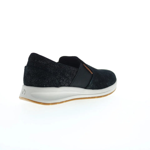 Revere Panama Womens Black Leather Slip On Lifestyle Sneakers Shoes