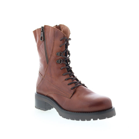Miz Mooz Pandora Womens Brown Leather Lace Up Casual Dress Boots