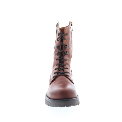 Miz Mooz Pandora Womens Brown Leather Lace Up Casual Dress Boots