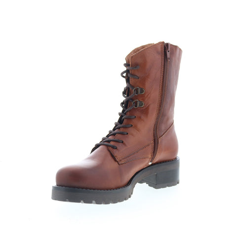 Miz Mooz Pandora Womens Brown Leather Lace Up Casual Dress Boots