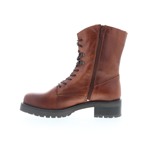 Miz Mooz Pandora Womens Brown Leather Lace Up Casual Dress Boots