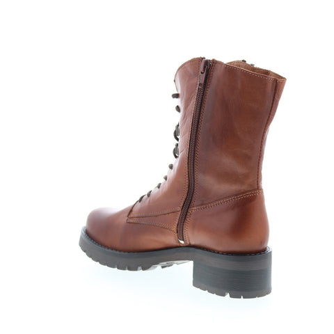 Miz Mooz Pandora Womens Brown Leather Lace Up Casual Dress Boots