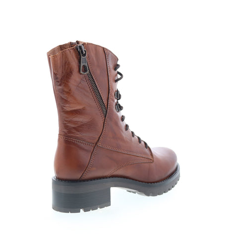 Miz Mooz Pandora Womens Brown Leather Lace Up Casual Dress Boots