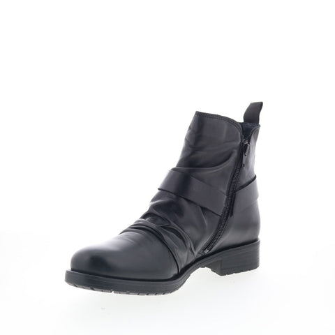 Miz Mooz Paolo Womens Black Leather Zipper Ankle & Booties Boots