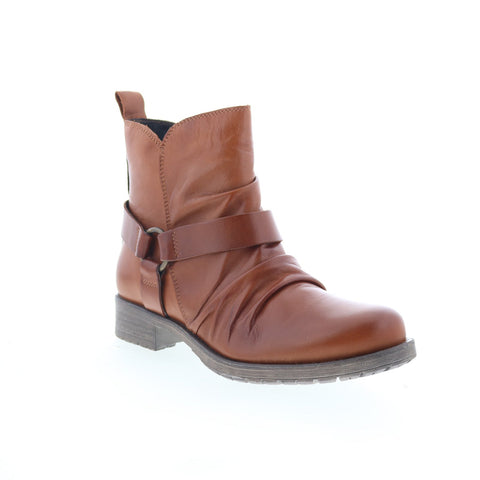 Miz Mooz Paolo Womens Brown Leather Zipper Ankle & Booties Boots