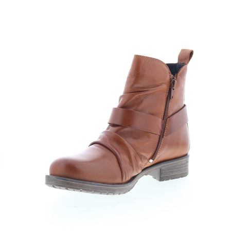 Miz Mooz Paolo Womens Brown Leather Zipper Ankle & Booties Boots