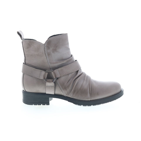 Miz Mooz Paolo Womens Gray Leather Zipper Ankle & Booties Boots